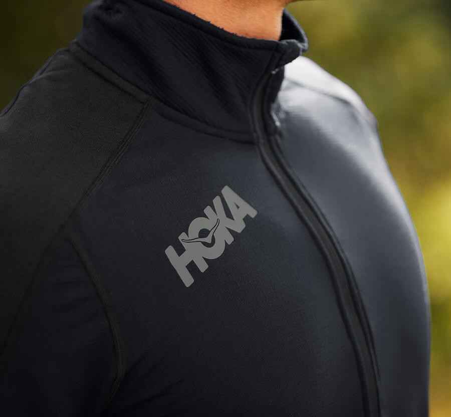 Hoka One One 1/2 Dragkedja Midlayer Top Herr - Svarta - CVTZK-8542